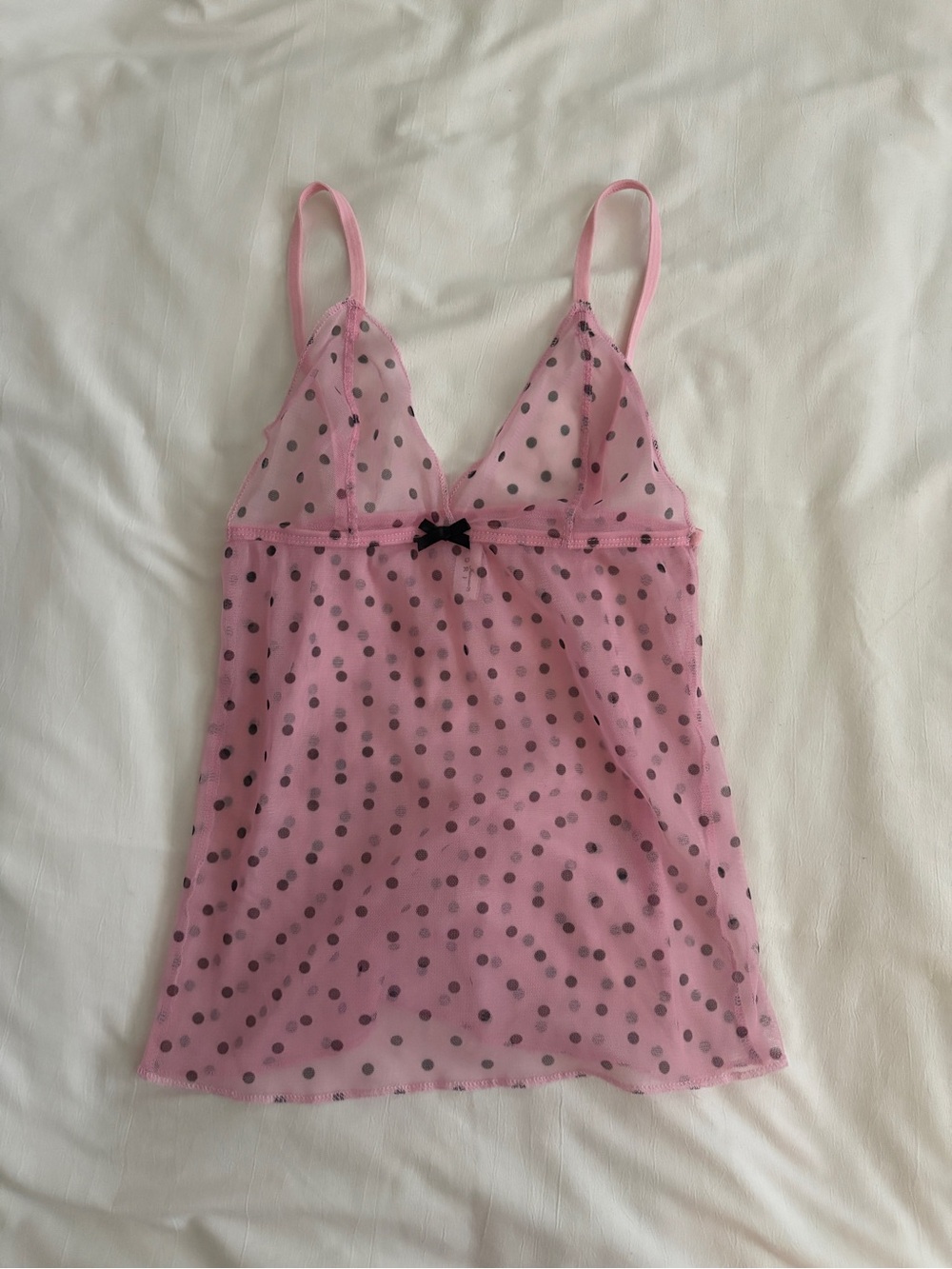 Satori Pink Polka Dot Mesh Cami Top — Size S